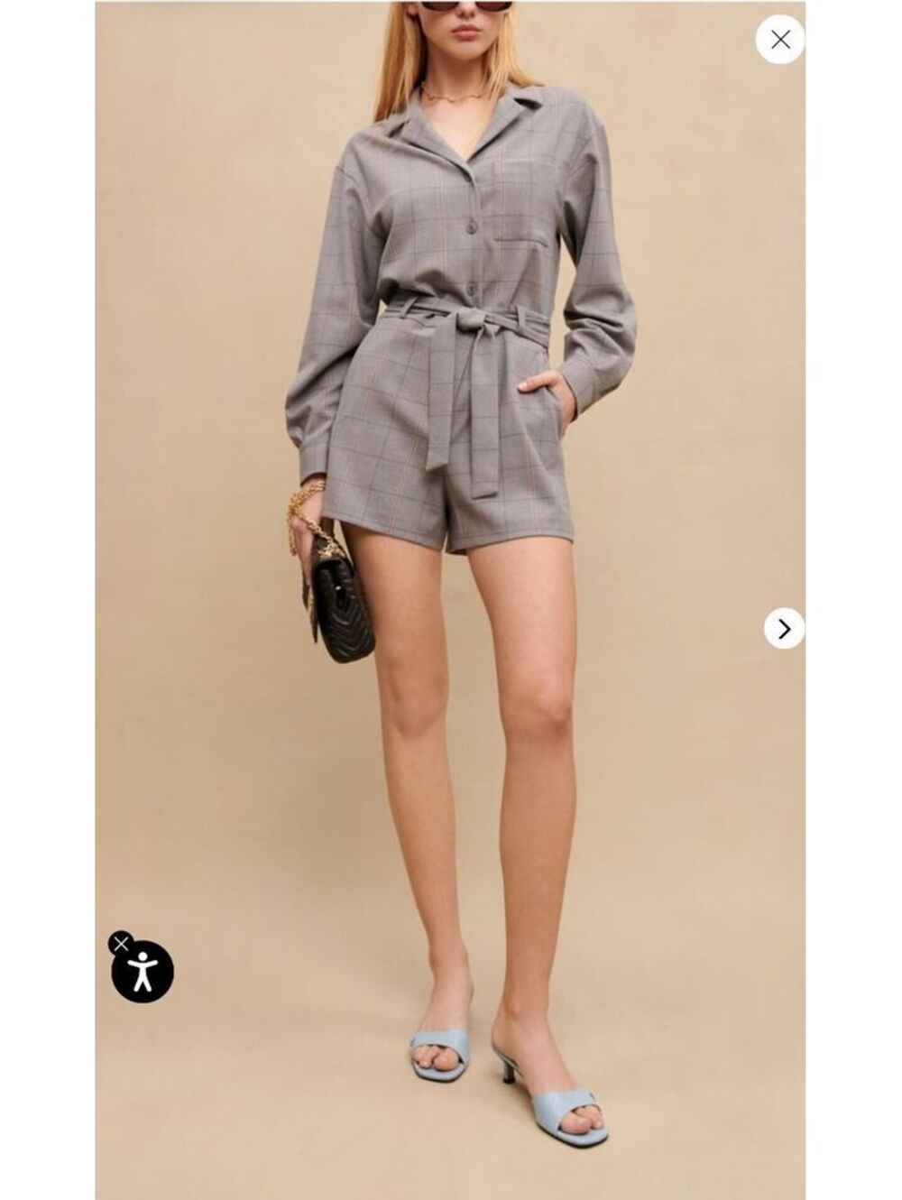 Maje Short Checked Romper
